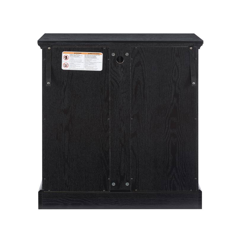 LED Curio Display Cabinet with Grille Doors, Antique Display Cabinet with Adjustable Shelves, Wooden Accent Storage Cabinet