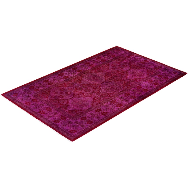 Contemporary Overdyed Wool Hand Knotted Area Rug - 3' 2" x 5' 2"