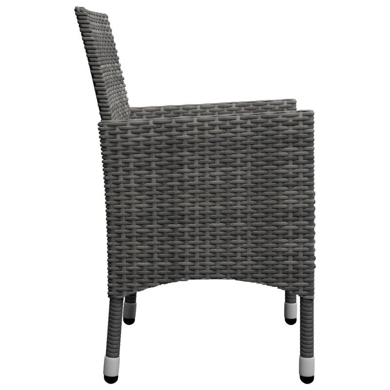 vidaXL Dining Set Grey Solid acacia wood, Powder-coated steel, PE rattan - 35.4 x 78.7 x 29.1