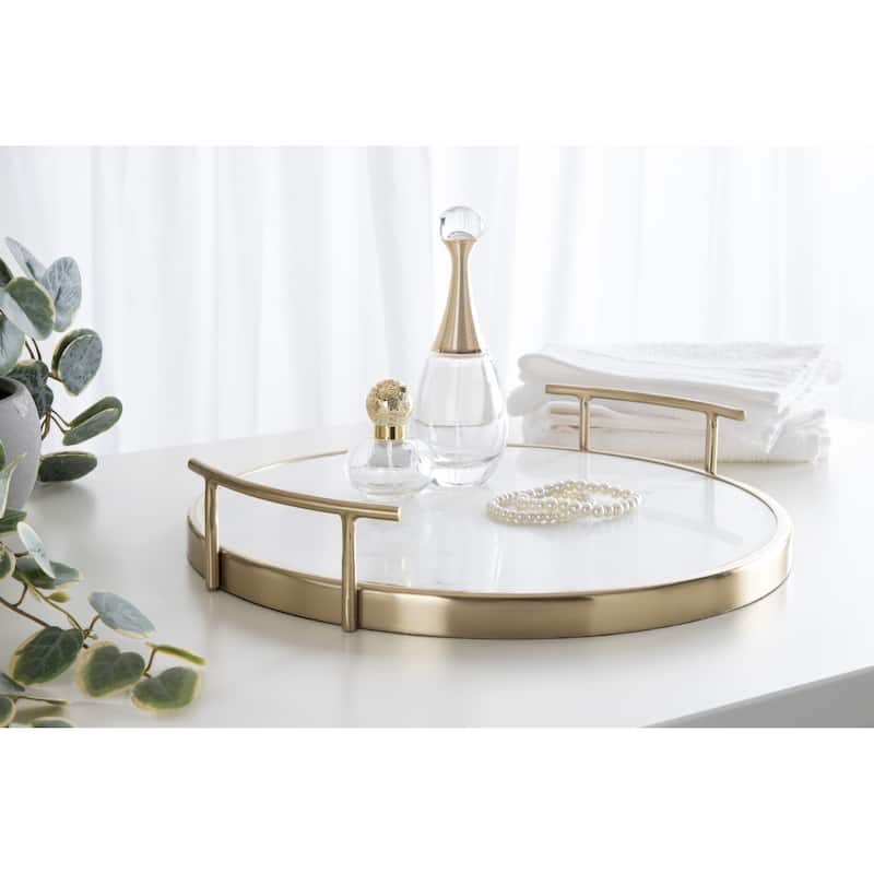 Kate and Laurel Marbury Round Metal Tray