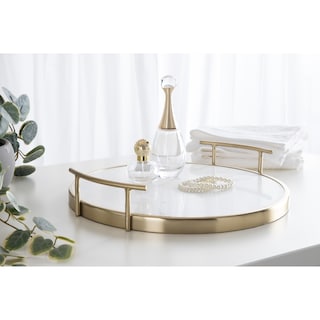 Kate and Laurel Marbury Round Metal Tray