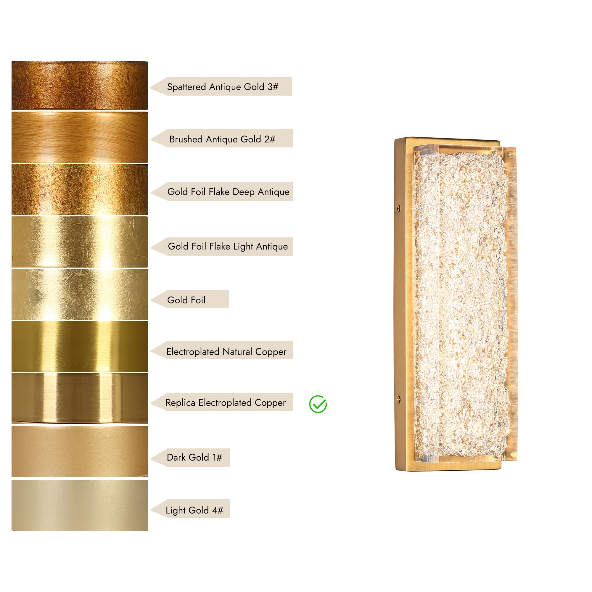 Modern Glam 1-Light Gold Resin Wall Sconce Rectangle LED