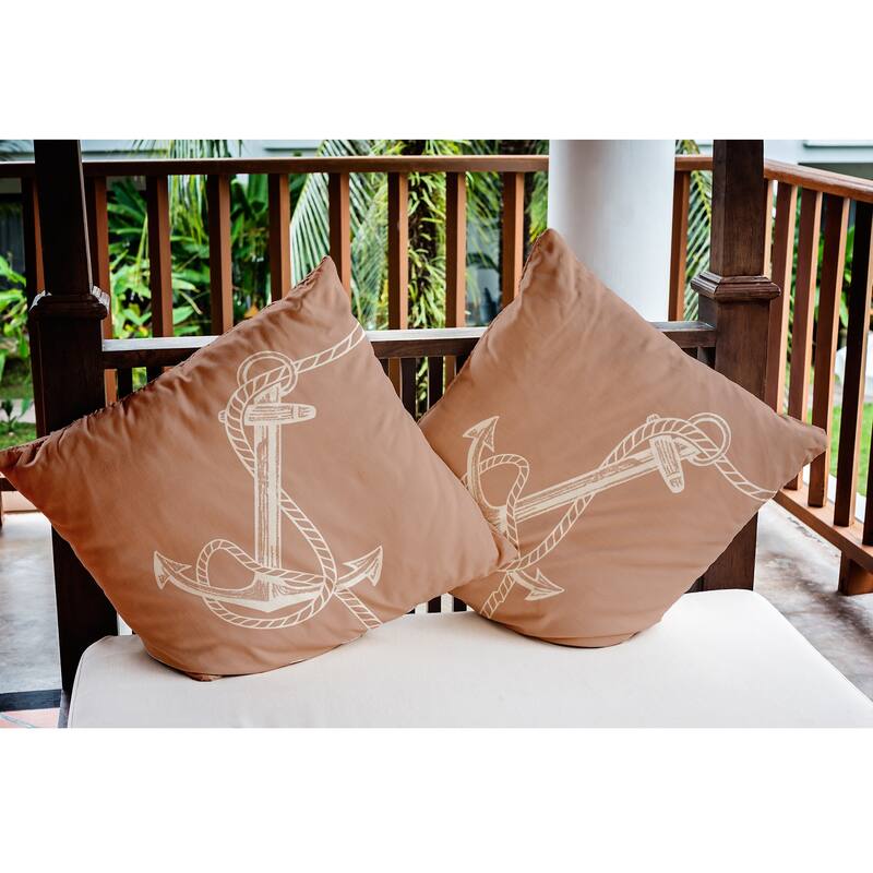 Anchored Nautical Indoor/Outdoor Throw Pillow