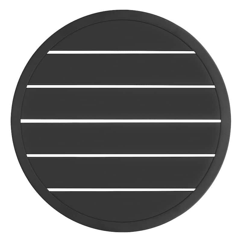 Outdoor Metal Side Table, Weather-Resistant 20’’ Round End Table, Black