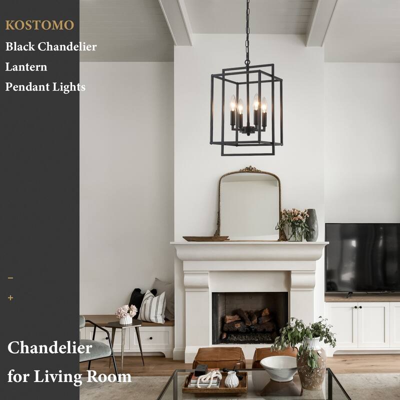 10.82inch Modern Cage 4-light Height Adjustable Metal frame chandelier for multiple spaces