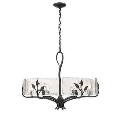 Calla 27.75" Wide 6-Light Chandelier with Hammered Water Glass