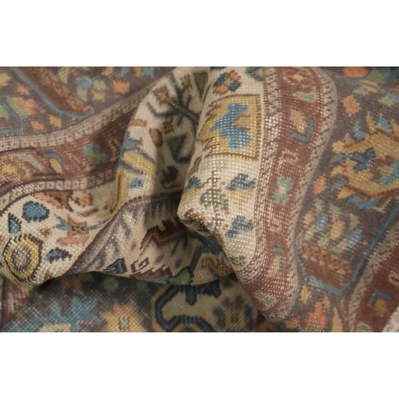 Hand Knotted Oriental 100% Wool Carpet Traditional Medallion Beige & Ivories Tabriz Area Rug - 9' 1'' X 6' 3''