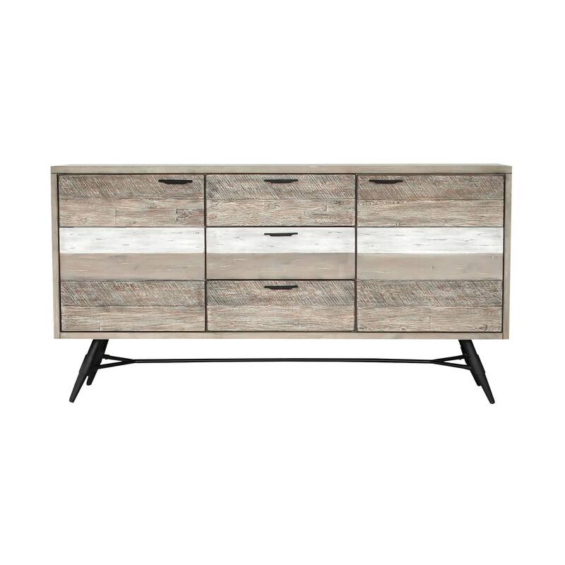 Bridges Two Tone Acacia Wood 3 Drawer Sideboard Buffet Cabinet