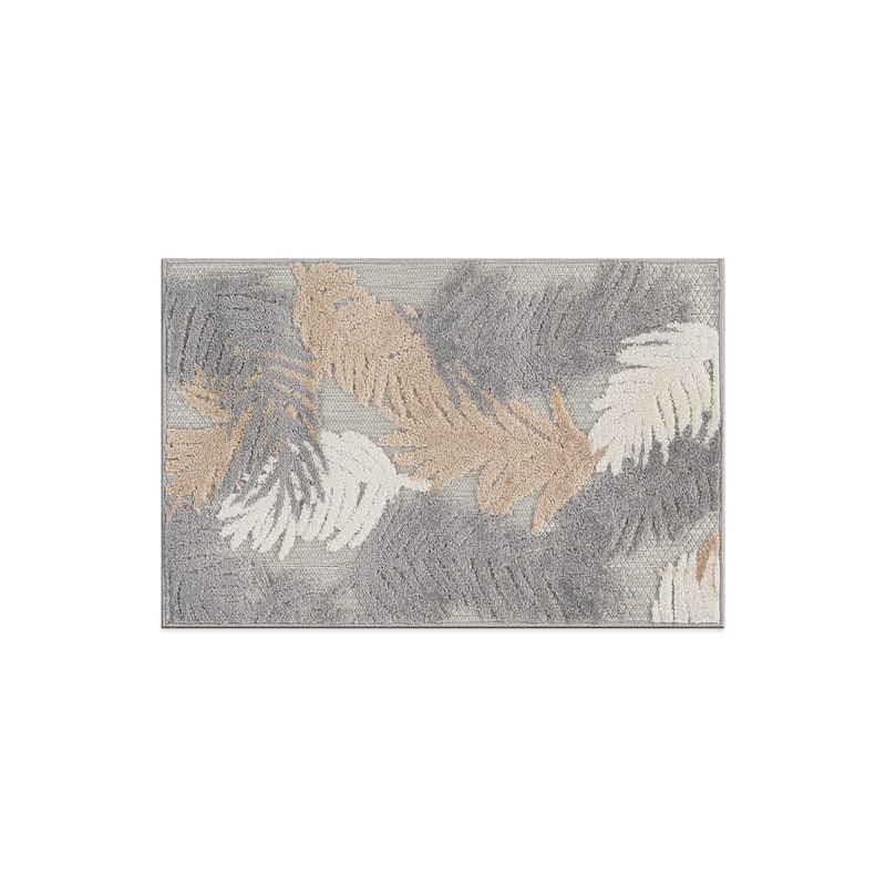 World Rug Gallery Tropical Floral Modern Indoor/Outdoor Area Rug - 2' 7" X 4' - Beige