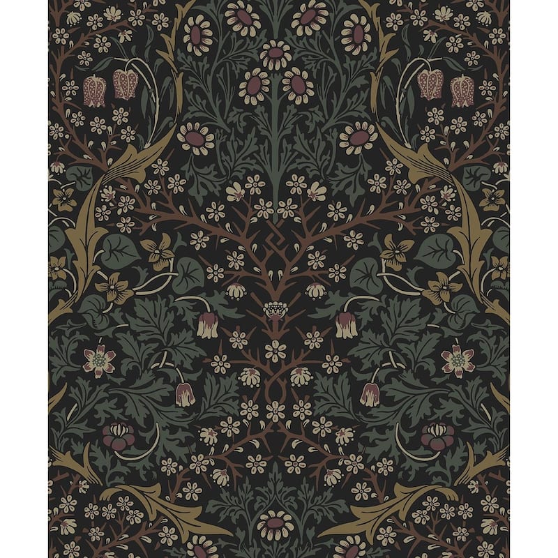 Seabrook Designs Victorian Garden Floral Prepasted Wallpaper - 20.9 in. W x 33 ft. L - Blacksmith & Cliffside
