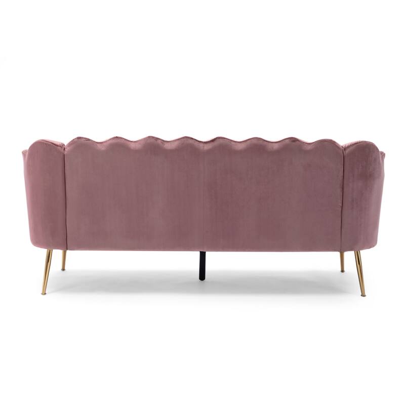 76.25" Velvet Channel Stitching 3-seater Sofa with Metal Legs for Living Room