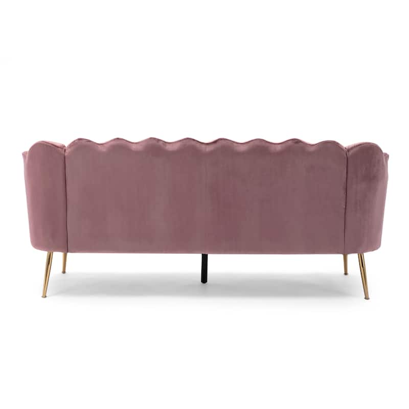 Velvet Channel Stitched 3-seater Sofa with Metal Legs