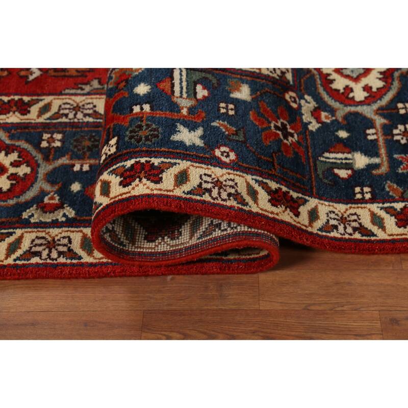 Geometric Red Heriz Serapi Oriental Area Rug Handmade Wool Carpet - 8'10"x 12'0"
