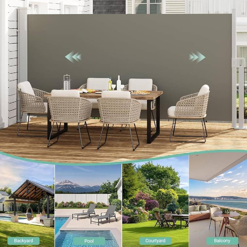 71 in x138 in Retractable Side Awning, Privacy Screen Protection Awning for Patio, Balcony and Pools - N/A