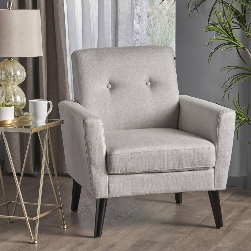 Roomfitters Modern Upholstered Club Chair with Cushioned Seat, Button-Tufted Back and Tapered Legs for Living Spaces