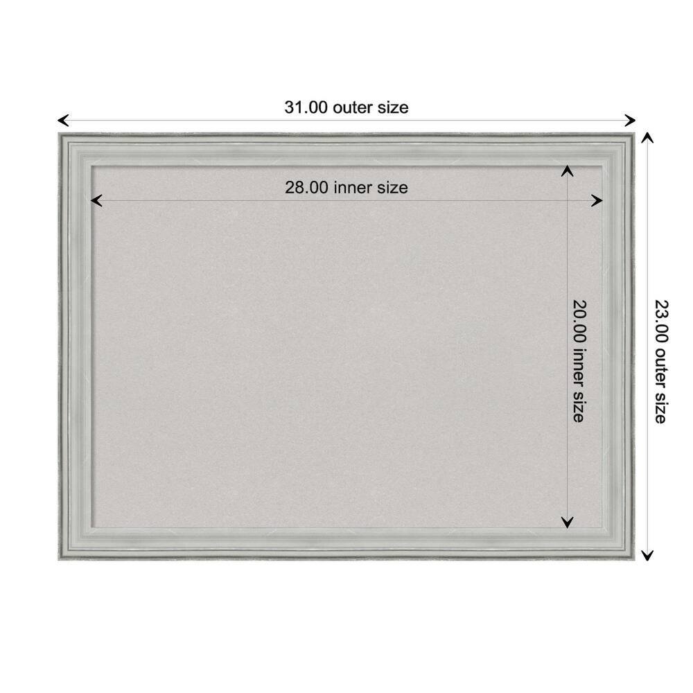 Bel Volto Silver Wood Framed Grey Corkboard Bulletin Board