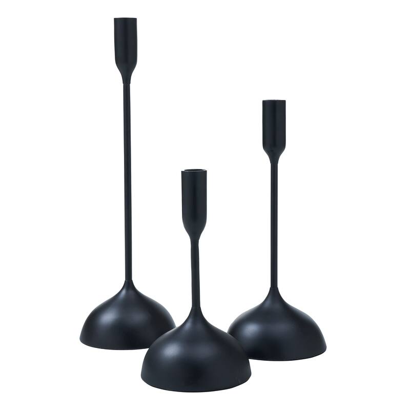 Renwil Chambers Indoor Aluminum Set Of 3 Tapered Candle Holder, Matte Black