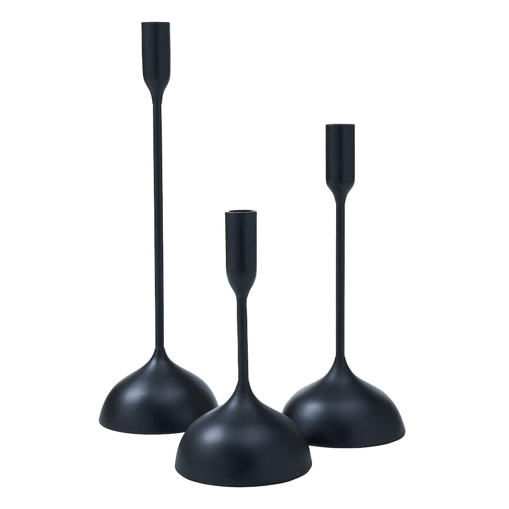 Renwil Chambers Indoor Aluminum Set Of 3 Tapered Candle Holder, Matte Black