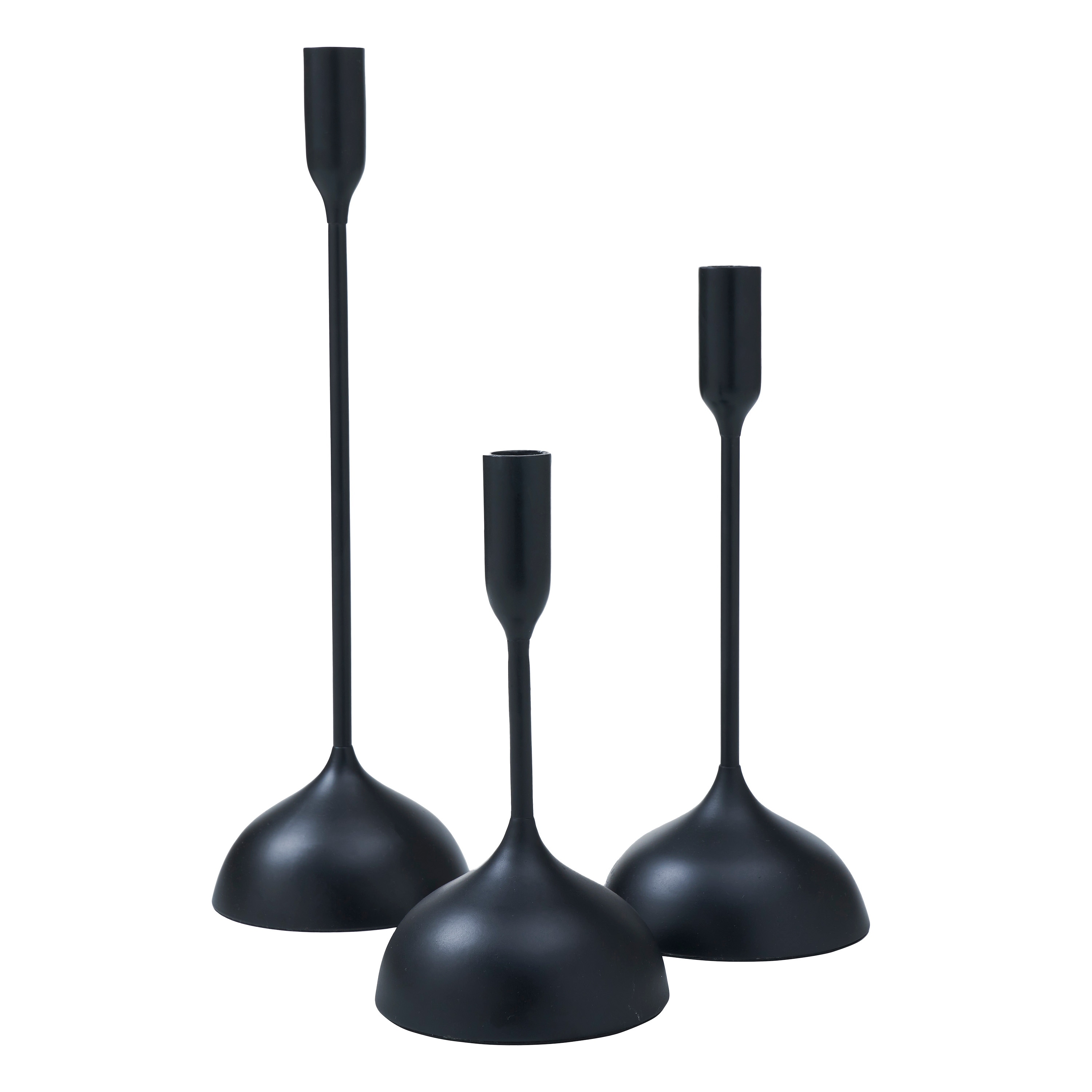 Renwil Chambers Indoor Aluminum Set Of 3 Tapered Candle Holder, Matte Black