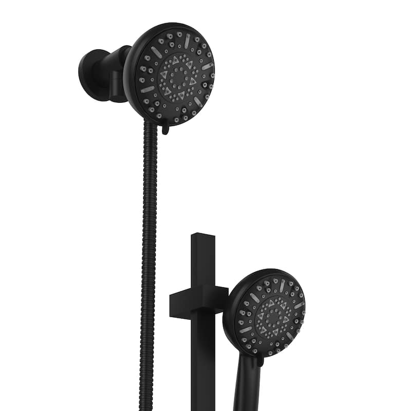 Retreat 4-in Multi-function Showerhead Shower System with Slide Bar and Multi-function Handshower Matte Black 1.8 GPM