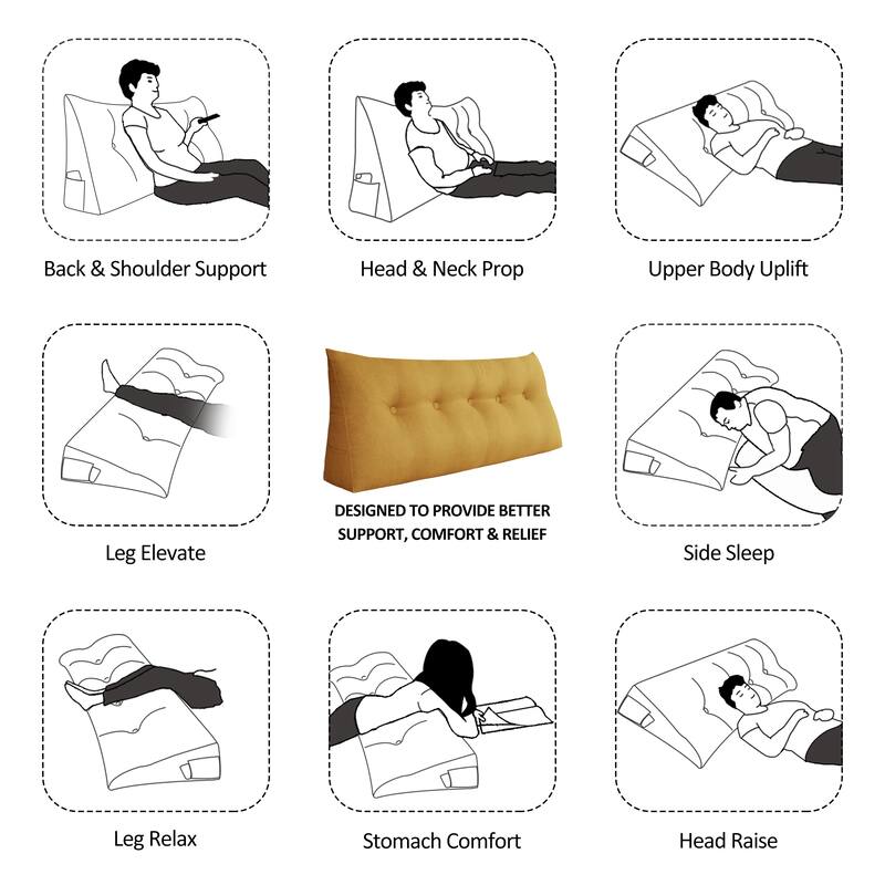 WOWMAX Bed Rest Wedge Reading Pillow Bolster Daybed Back Support