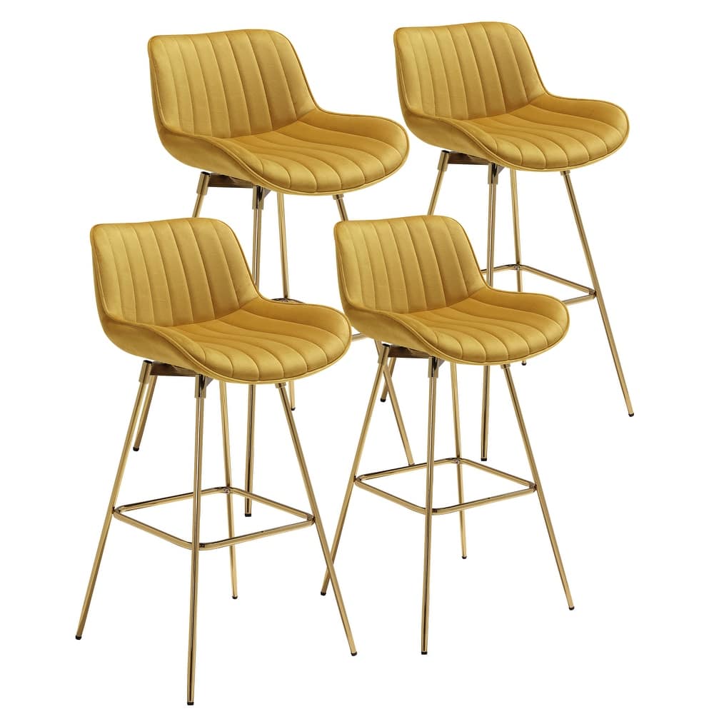 Art Leon Modern Swivel Velvet Barstool (Set of 4)