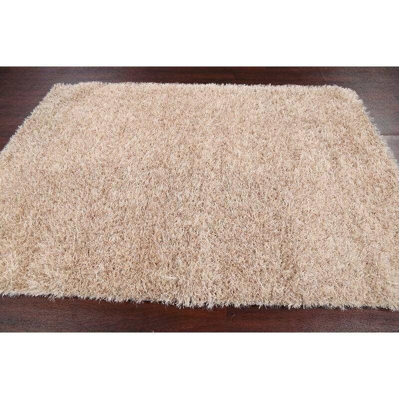 Contemporary Plush Shaggy Oriental Area Rug Hand-tufted Foyer Carpet - 5'5" x 7'3"