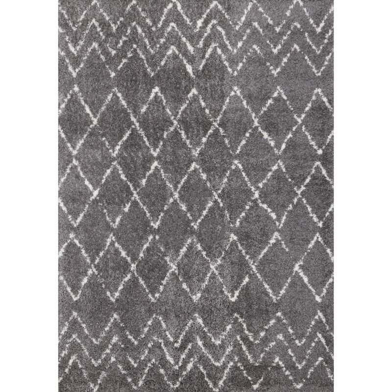 Alpine Rug Co. Taylor Grey/Cream Rustic Diamonds Rug - 5'3" x 7'7"