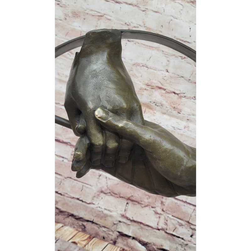 Abstract Surrealist Handshake Bronze Statue Sculpture Modern Art Marble Base