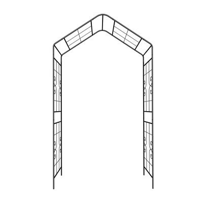 Black Metal Garden Arbor with Powder-Coated Finish Durable Outdoor Arch for Climbing Plants - 56.3'' x W16.93'' x H94.5'