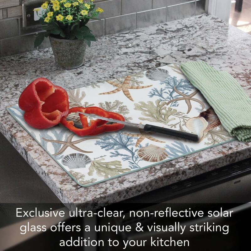 Beyond The Shore 3mm Heat Tolerant Tempered Glass Cutting Board 15” x 12” Manufactured in the USA Dishwasher Safe