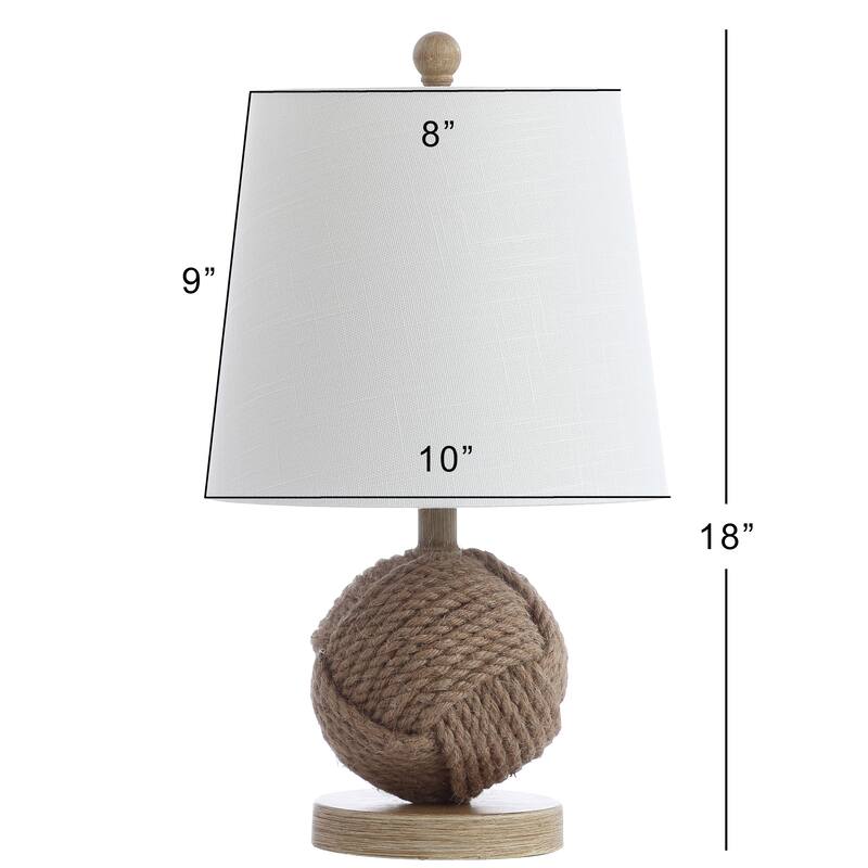 Alaro Fist 18" Rope Ball LED Table Lamp, Natural by JONATHAN Y