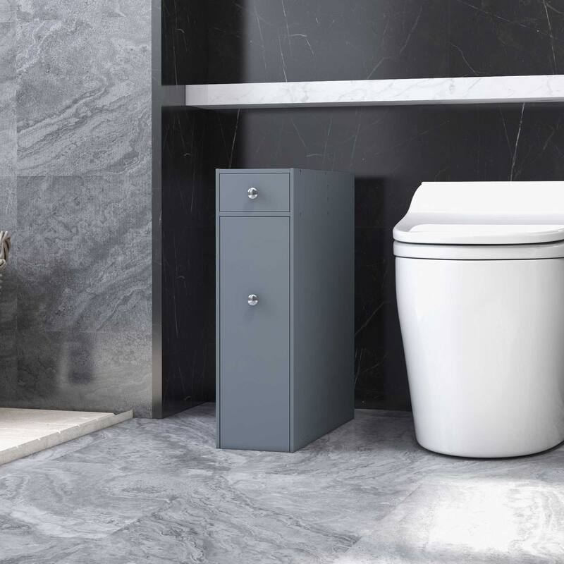Homcom Bathroom Floor Organizer Free Standing Space Saving Narrow Storage Cabinet Bath Toilet Paper Holder With Drawers