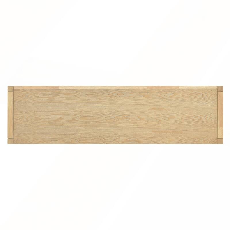Rattan Buffet Storage Cabinet with Solid Wood Frame