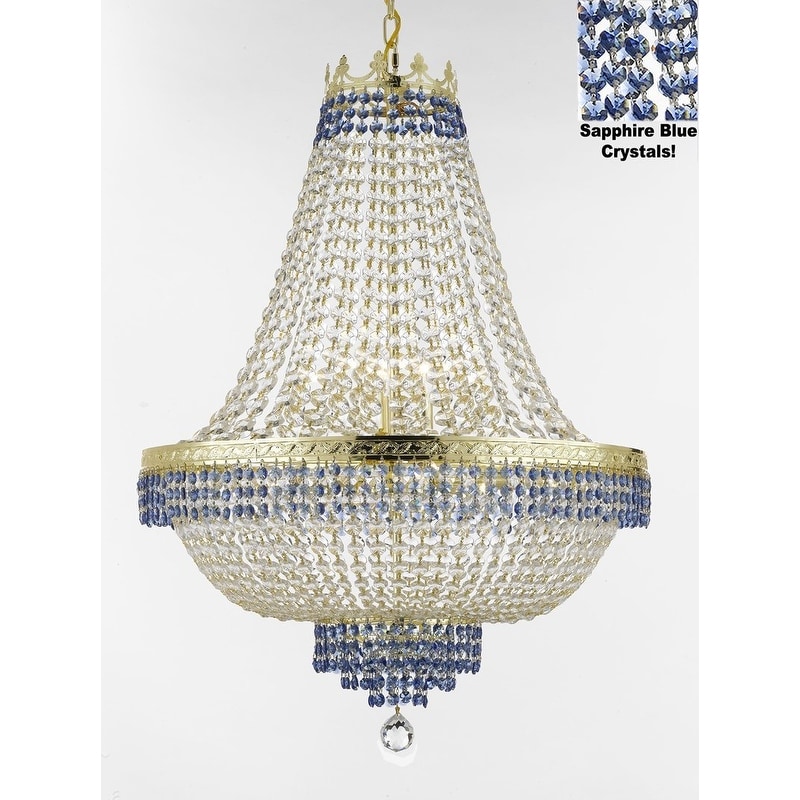 Crystal Chandelier Trimmed with Blue Crystal - Chandeliers For Bedrooms by Overstock.com