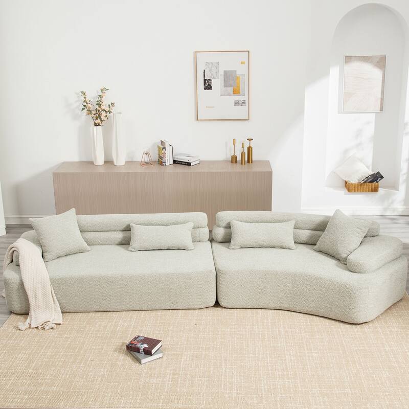 139" Boucle Curved Modular Sectional Sofa, No Assembly
