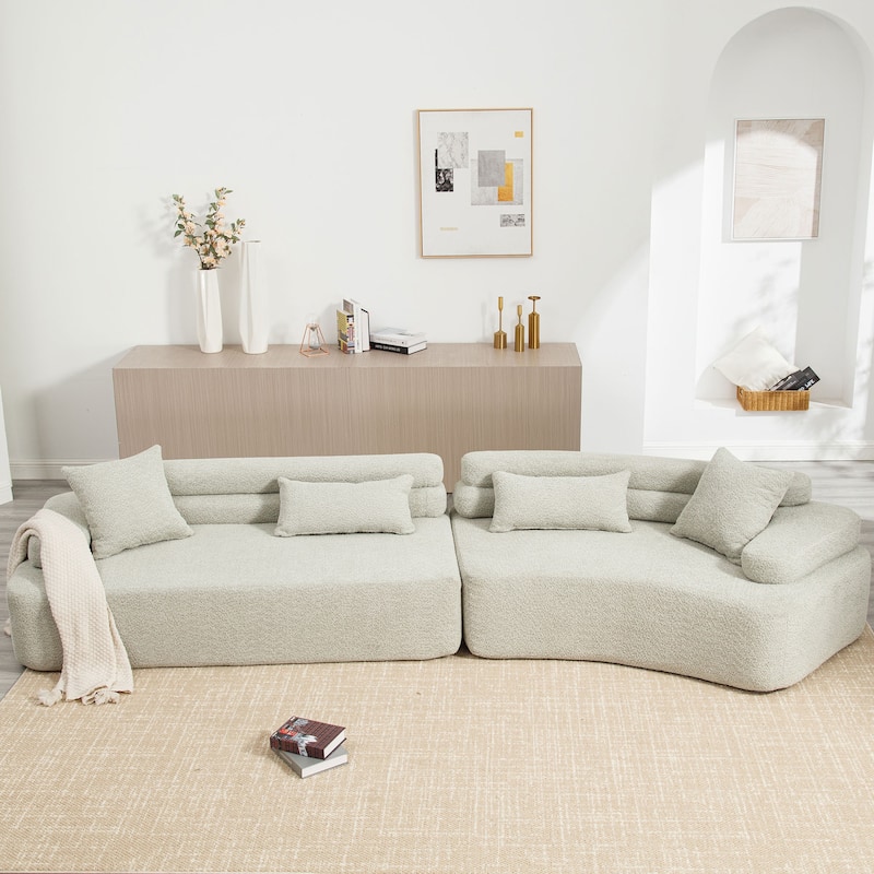 Frameless Sofa with Sponge Construction, ARC Armrests, No Assembly Required