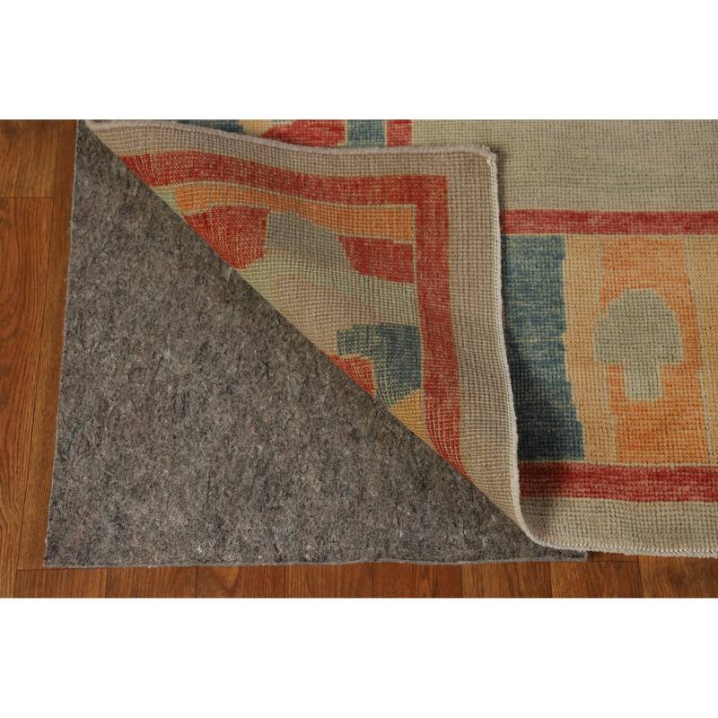Hand Knotted Oriental 100% Wool Carpet Transitional Geometric Beige & Ivories Oushak Area Rug - 9' 1'' X 8' 0''