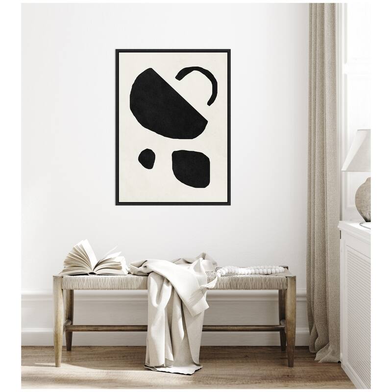 Kate and Laurel Sylvie Black Geometric Abstract 2 Framed Canvas by July Art Prints