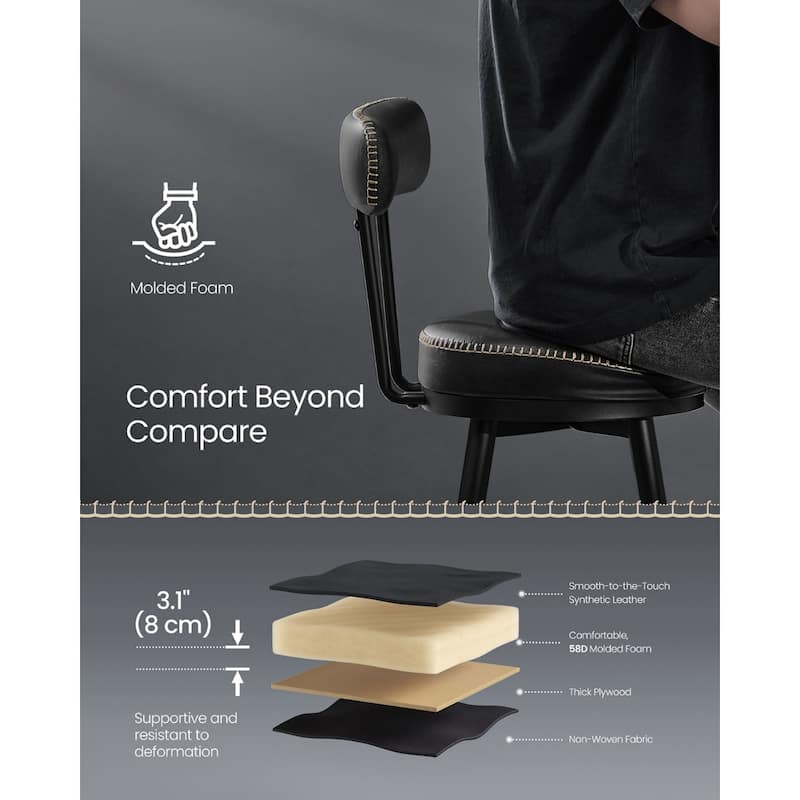 360 Swivel Bar Stools with Backrest and Steel Legs Footrest Perfect for Dining Room Set of 2