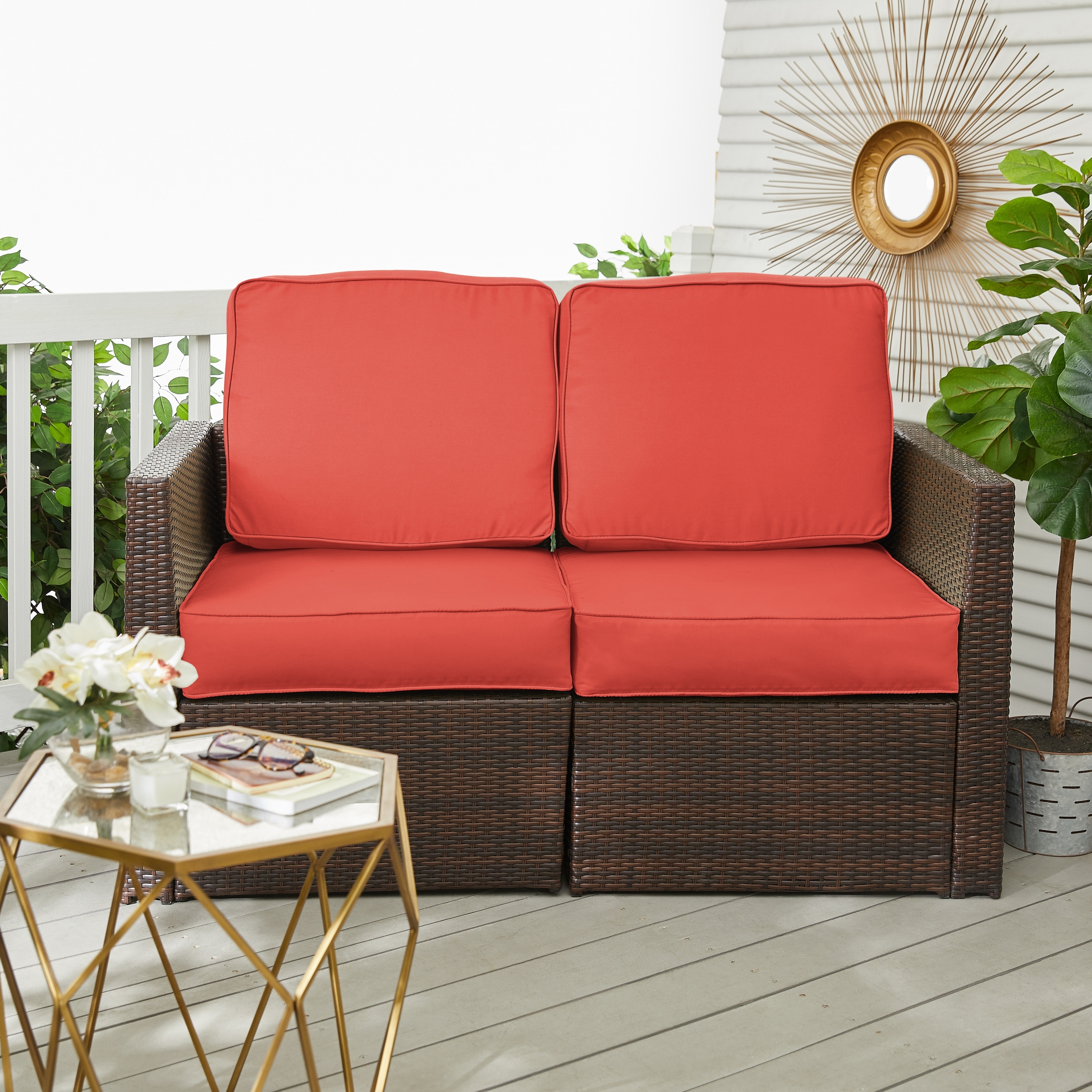 Sorra Home Outdoor Loveseat Cushion Set