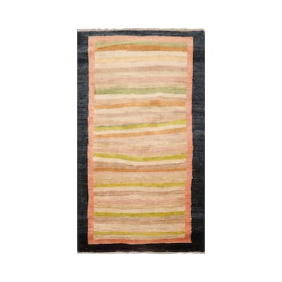 4x6 Hand Knotted Peshawar Beige Wool Modern Oriental Area Rug - 3' 6'' x 6' 2''