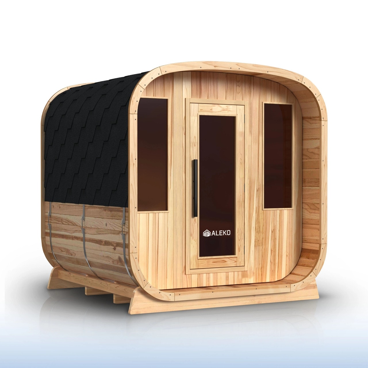 ALEKO Cube Sauna 4 Person Rustic Cedar Square Spa with Bitumen Roofing | SRCE4HULL Arnica