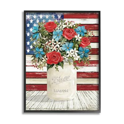 Stupell Industries Americana Flag Festive Bouquet Framed Giclee Art by Cindy Jacobs