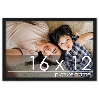 16x12 Contemporary Black Complete Wood Picture Frame with UV Acrylic ...