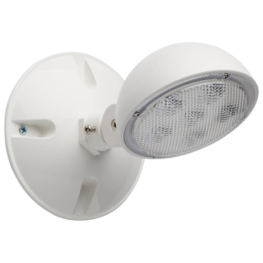 Remote Emergency Light Low-Voltage Backup Single Head White Finish