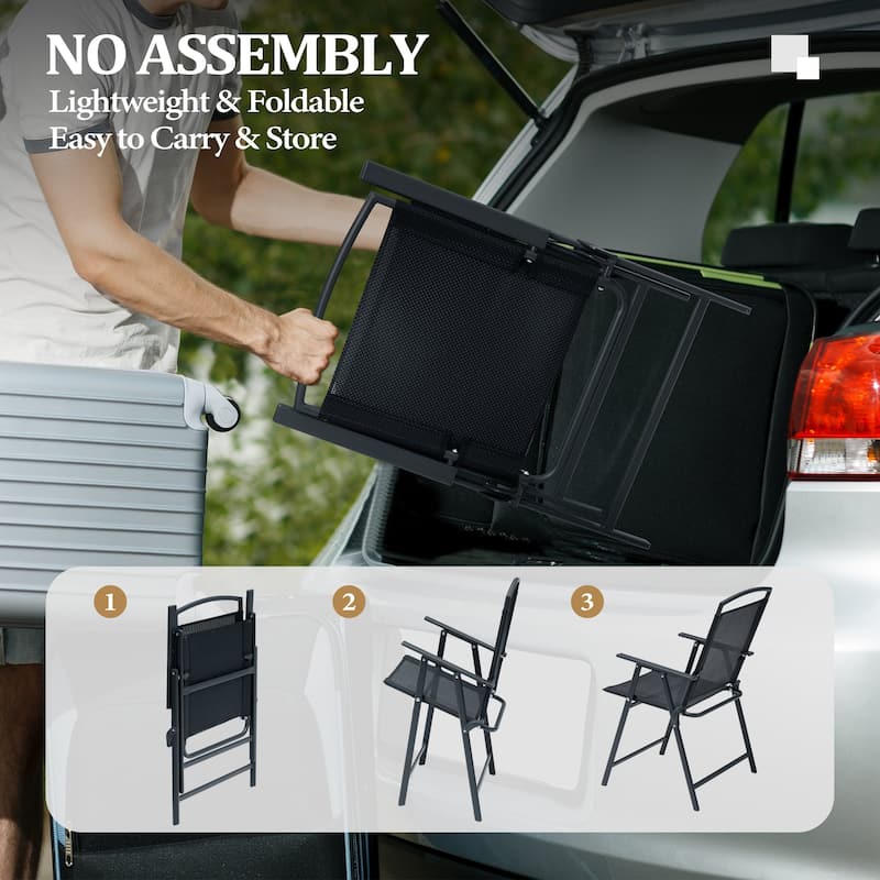 Outdoor Patio Portable Folding Chairs Club Chairs with Armrest - See Picture