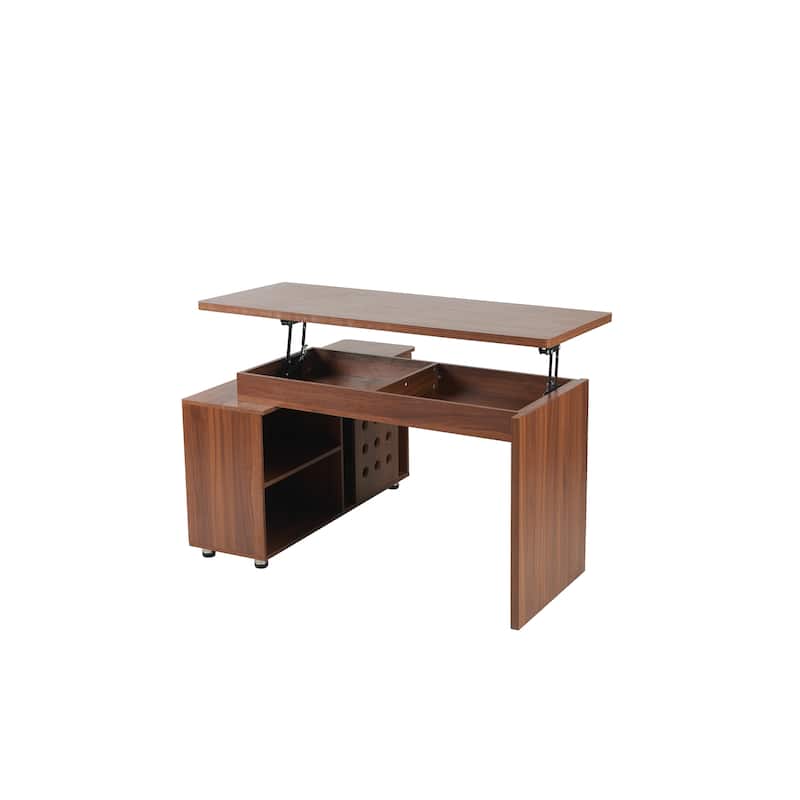 55.1''L, Home Office L-Shaped Versatile Desk Height Adjustable Extendable Desk with Storage Drawers and Cabinet
