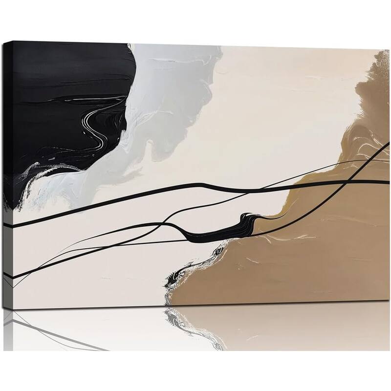 Brown and Beige Abstract Canvas Wall Art - 36 x 24