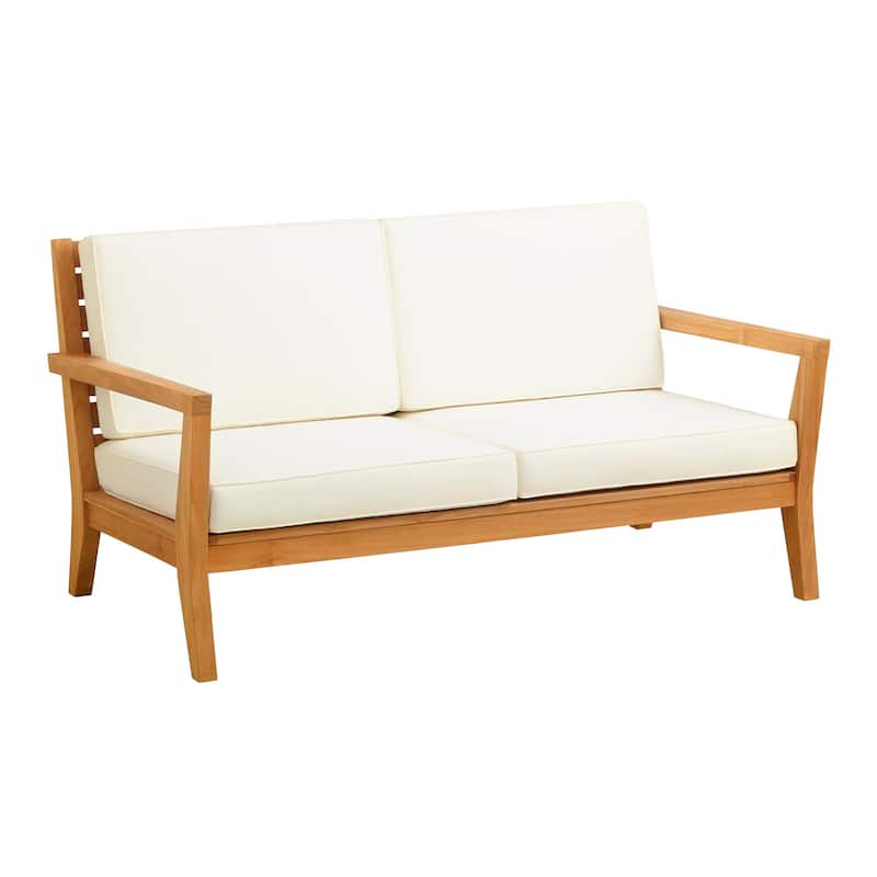 Clermont Outdoor Solid Teak Wood 2 Seat Patio Sofa